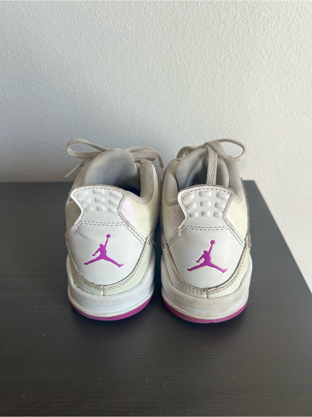 Girls White/Purple Jordan 4 Sneakers